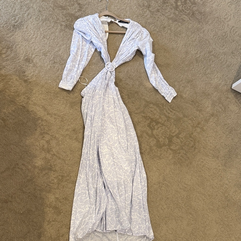 Chic Light Blue Long Sleeve Maxi Dress